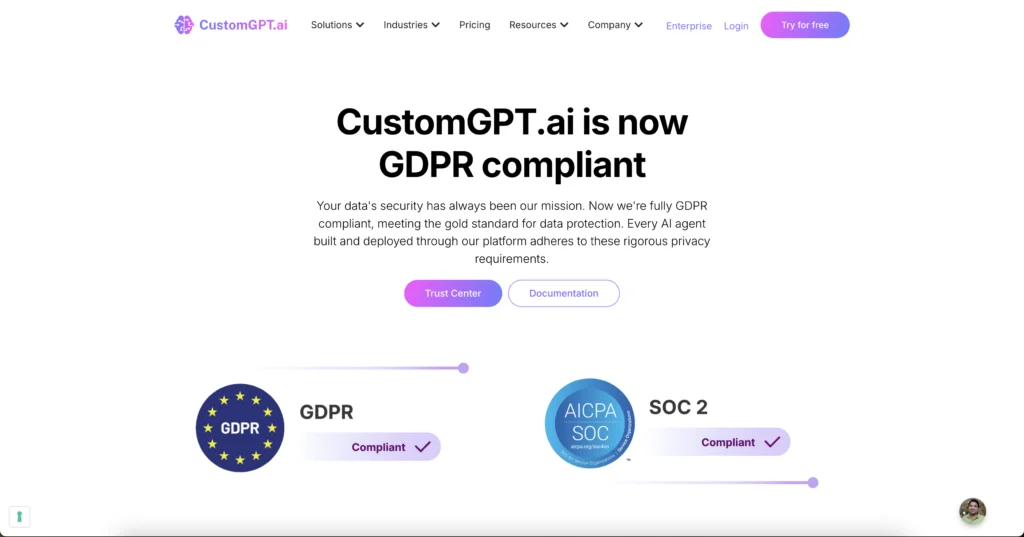 customGPT ai is compliant with GDPR